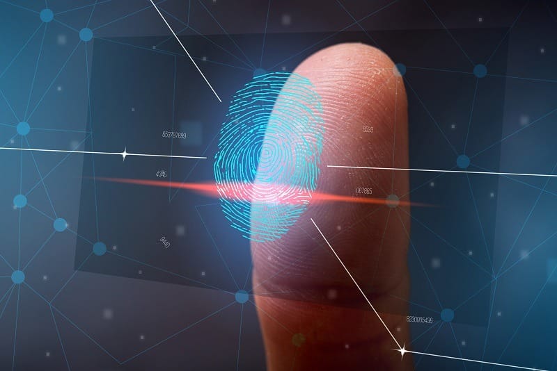 uma dedo deixa uma impressão digital tecnológica revolução em ti
